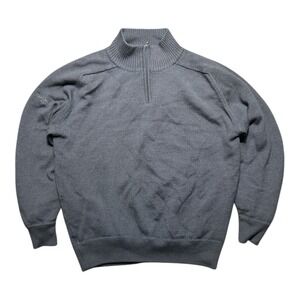 Glenmuir Wool Long Sleeve Pullover Sweater 1/4 Zip Lined Men's Medium Gray